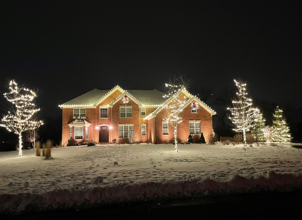 Elegant Christmas lights on house