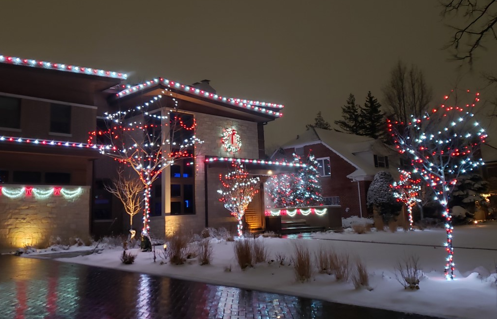 Chistmas lights being installed