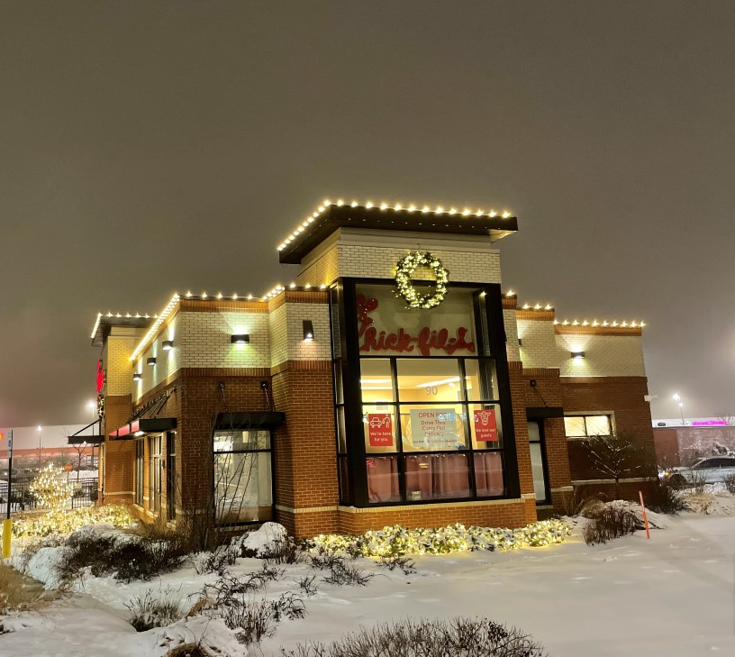 Commercial Christmas lights installed in Parker CO