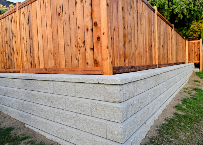 New fence and retaining wall