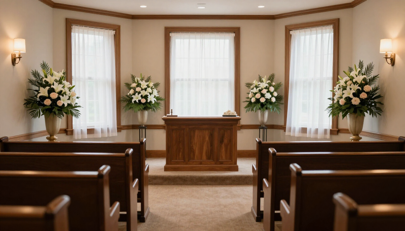 A respectful memorial service setting in Utah County