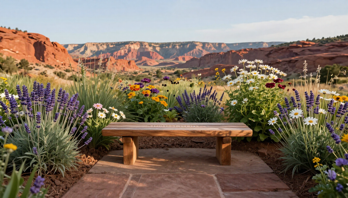 A peaceful memorial garden in Utah used for honoring a loved one.
