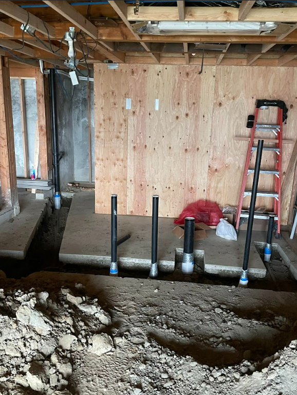 There is a ladder in the middle of the room.