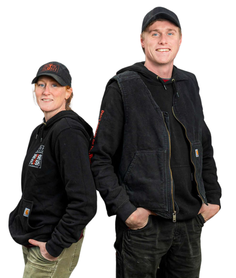 Royal Flush Plumbing Founders Kendrick & Meghan Plunk, Posing Confidently