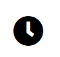 Black clock icon with white hands on a circular background