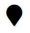 Black map pin icon with a teardrop shape and pointed bottom on a white background