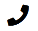 Black curved phone handset icon on a white background