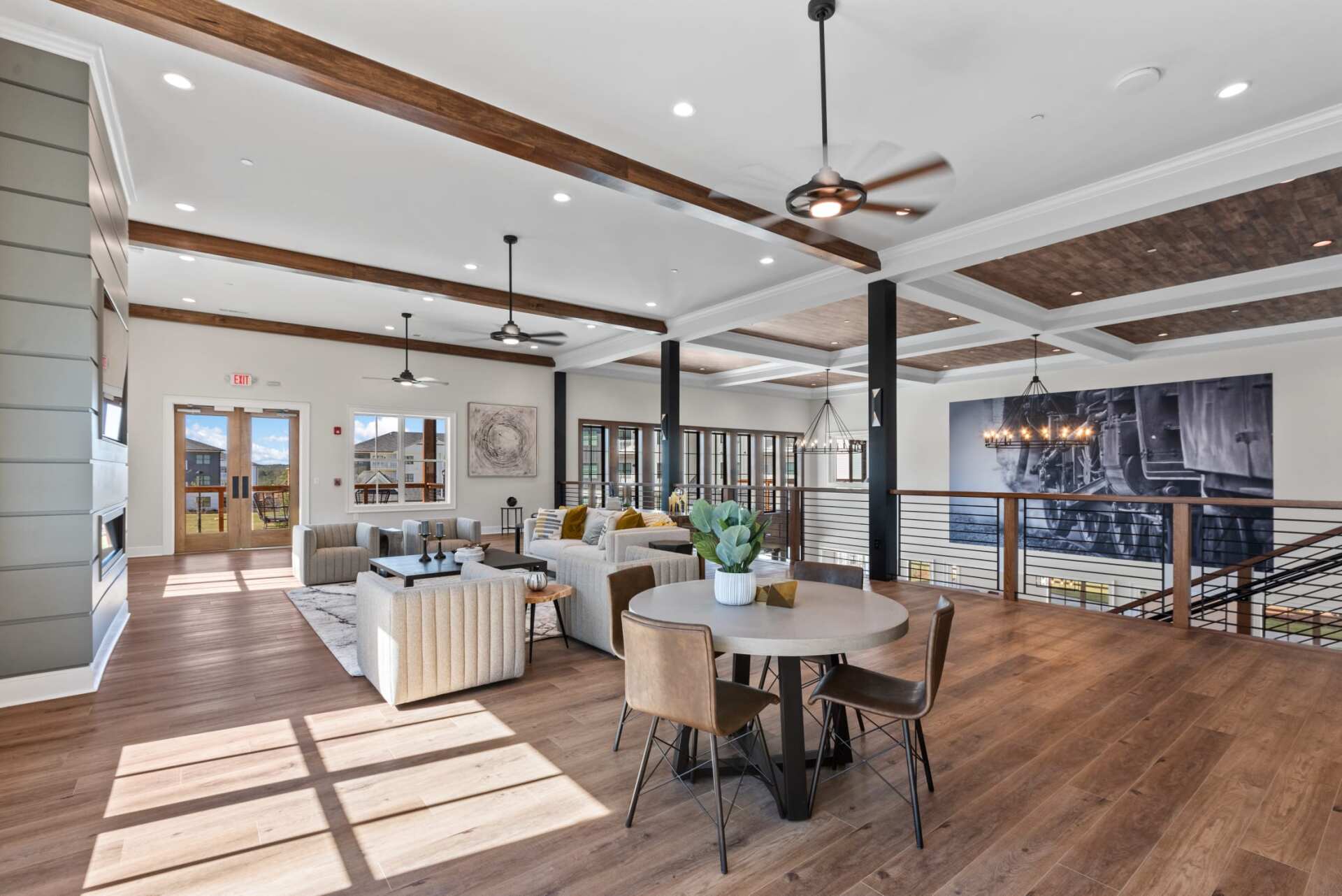 The Blakely apartment high ceiling clubhouse with two floors.