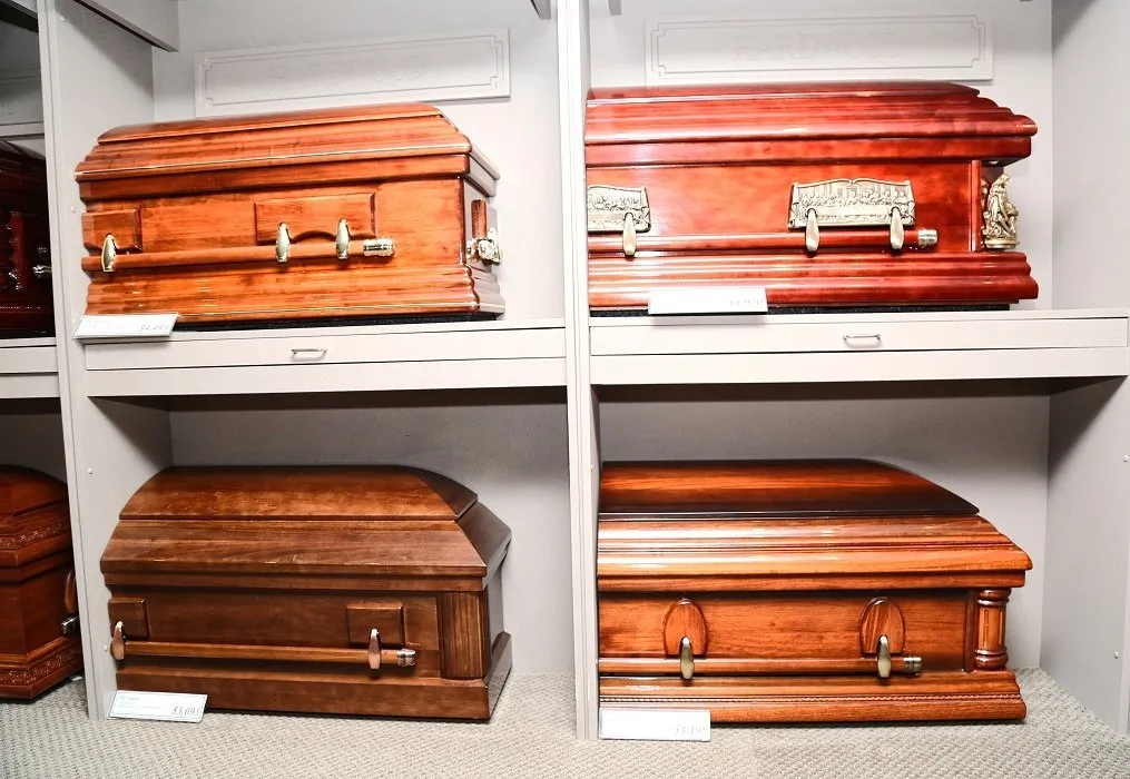 local funeral home showroom caskets
