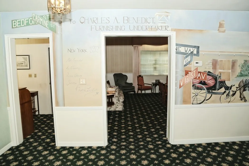 local funeral home lounge area doorway