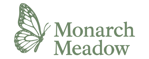 The monarch meadow logo has a butterfly on it.