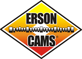 Logo for Erson Cams, a diamond shape with a yellow and orange gradient, with the text