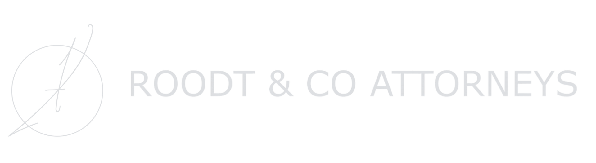 Logo for Roodt & Co Attorneys, light gray text with a circular design element on the left.