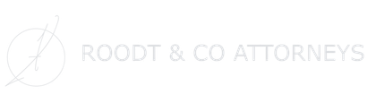 Logo for Roodt & Co Attorneys, light gray text with a circular design element on the left.