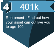 A badge that says `` retirement - find out how your asset can out live you to age 100 ''