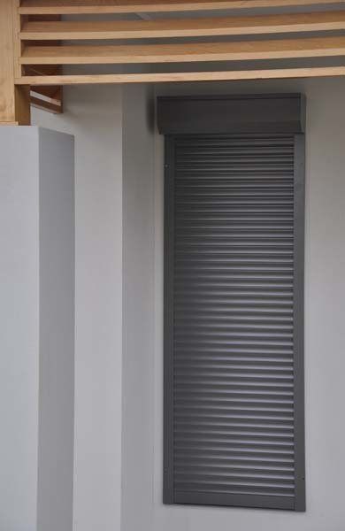 grey roller shutters