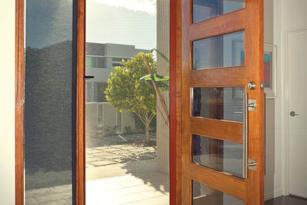Wooden security screen doors in Perth