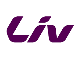 A purple Liv logo on a white background
