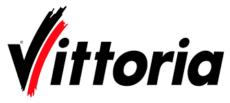 A black and red logo for vittoria on a white background