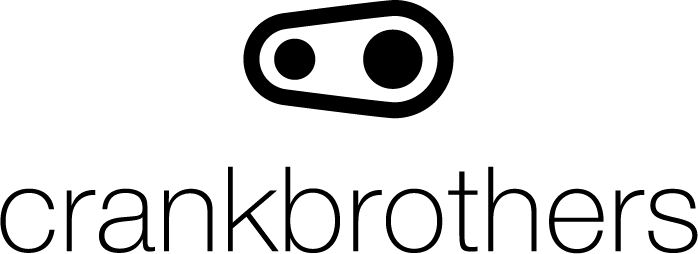 A black and white logo for a company called crankbrothers.