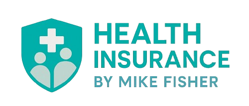 The logo for health insurance by mike fisher has a shield with a cross on it.
