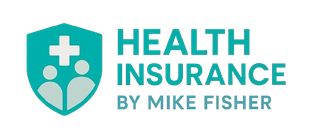 The logo for health insurance by mike fisher has a shield with a cross on it.
