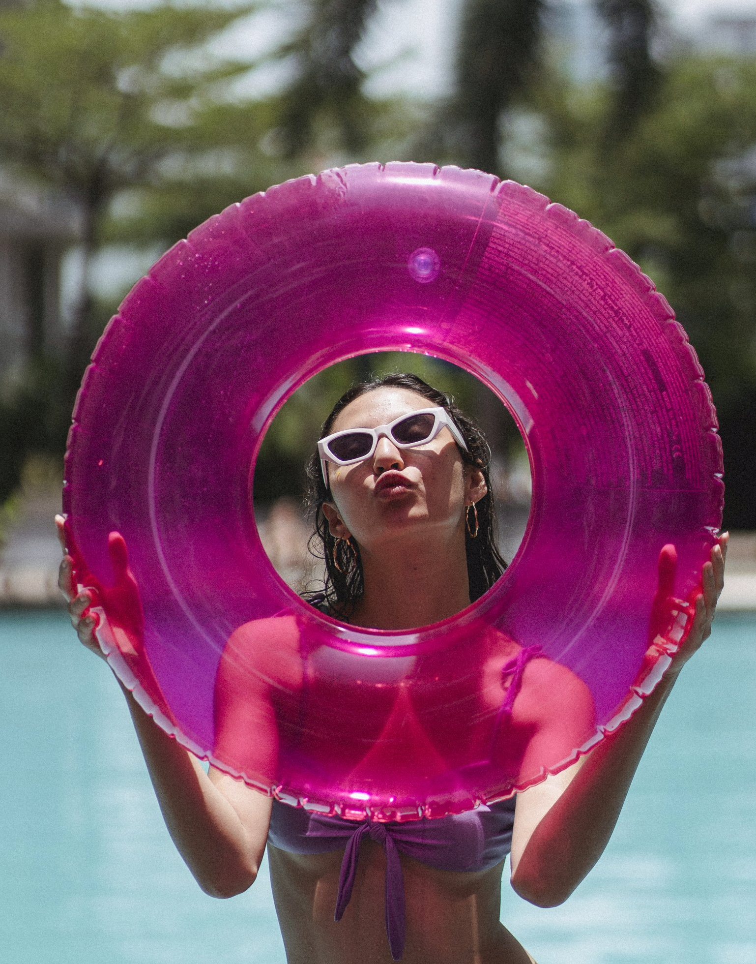 Pool user Holding Floaty