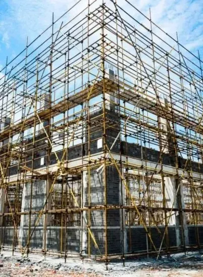 a large concrete foundation is being built with scaffolding around it in Bellingham Washington.