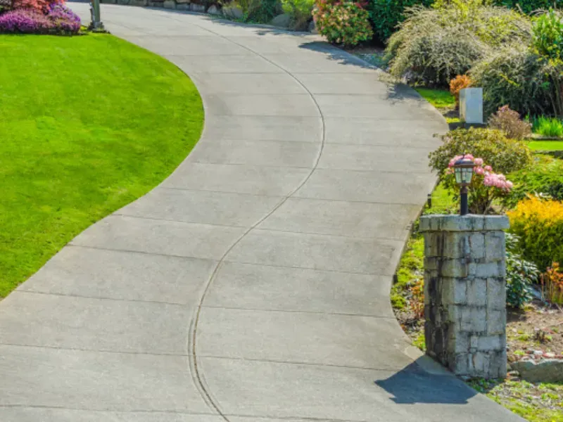 A smooth and durable newly installed concrete driveway in Bellingham, WA