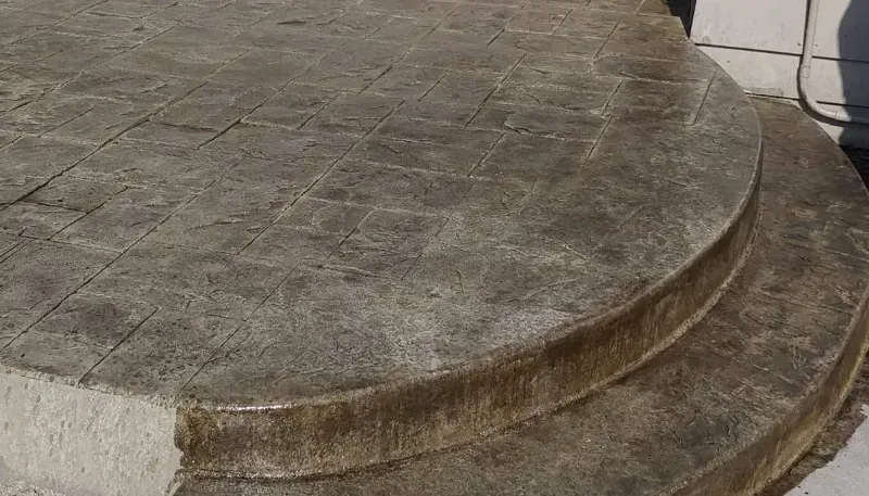 a close up of a stamped concrete with steps in Bellingham Washington.