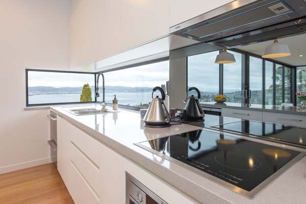 kitchen area with stunning view