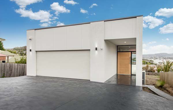 modern garage and entryway facade