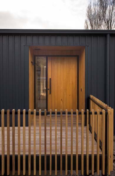 modern wooden door entryway