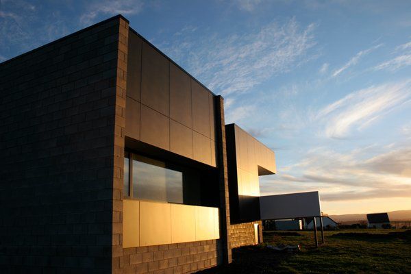 modern home during sunset
