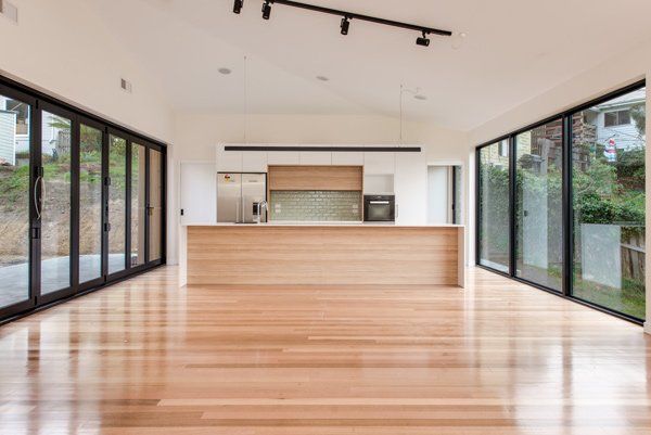 living area with new wooden floors