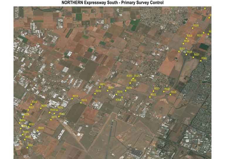 An aerial view of the northern expressway south primary survey control