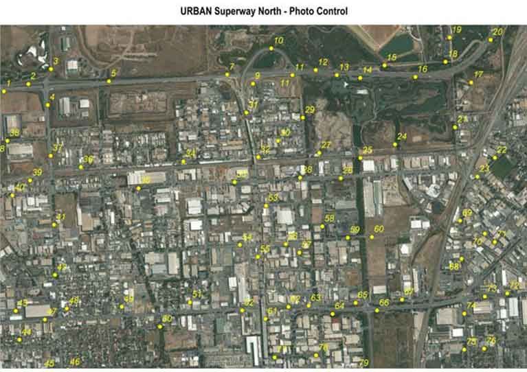 An aerial view of the urban superway north photo control