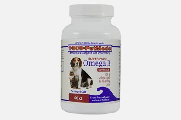 A bottle of super pure omega 3 for dogs and cats