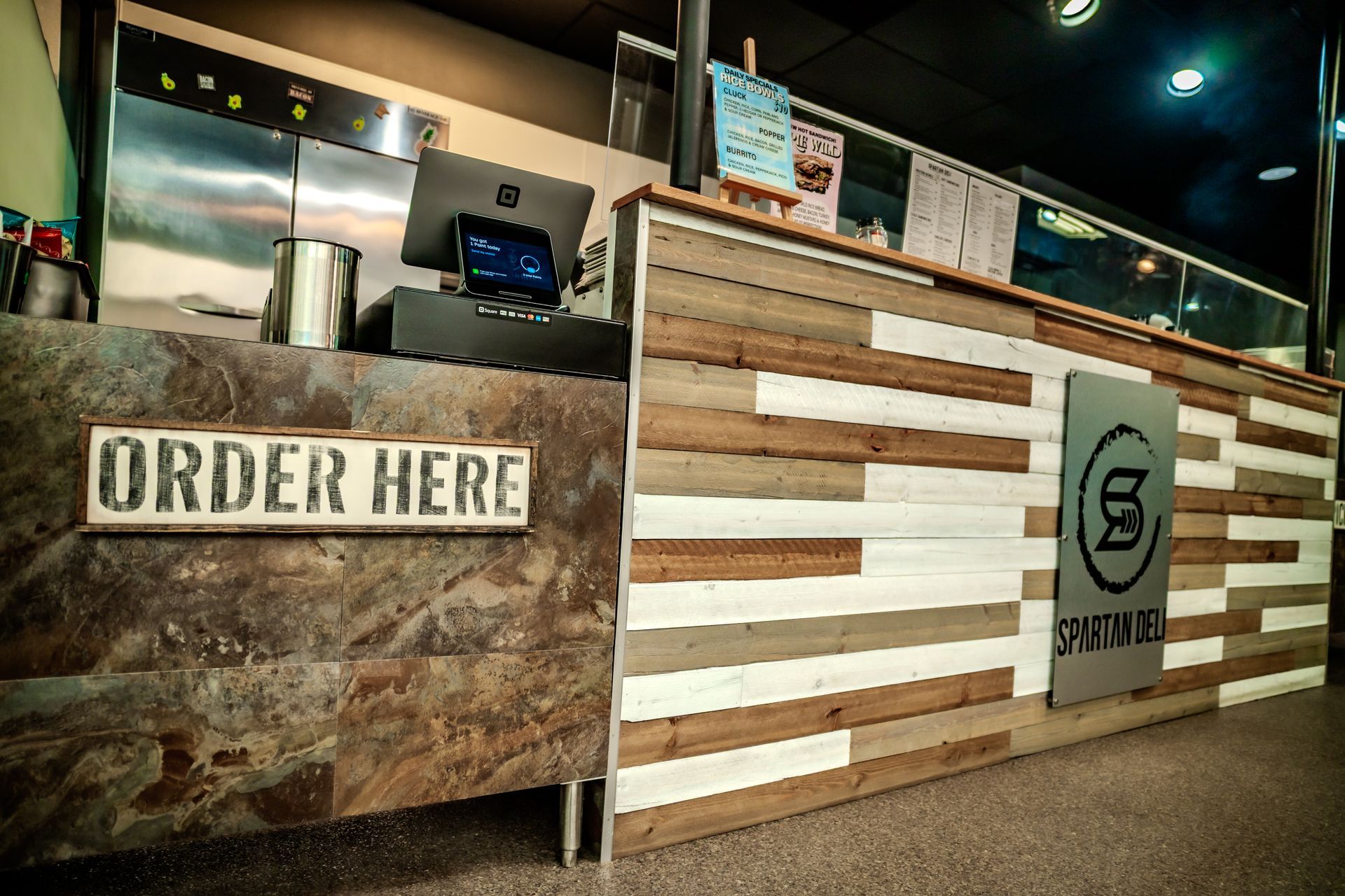 Counter at a restaurant with 