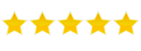 five yellow stars are lined up in a row on a white background .