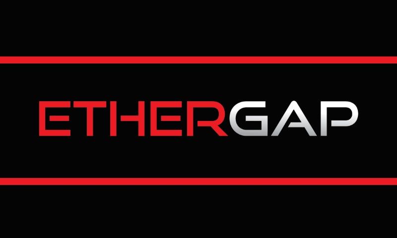 The ethergap logo is red and white on a black background.