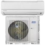 White American Standard ductless mini-split air conditioner unit; indoor and outdoor components shown.