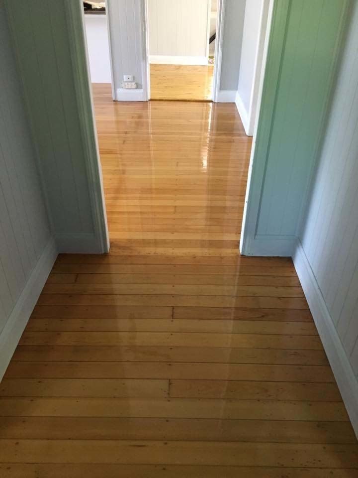hallway with new wood floors