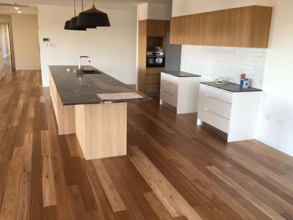 shiny wood floors in kitchen
