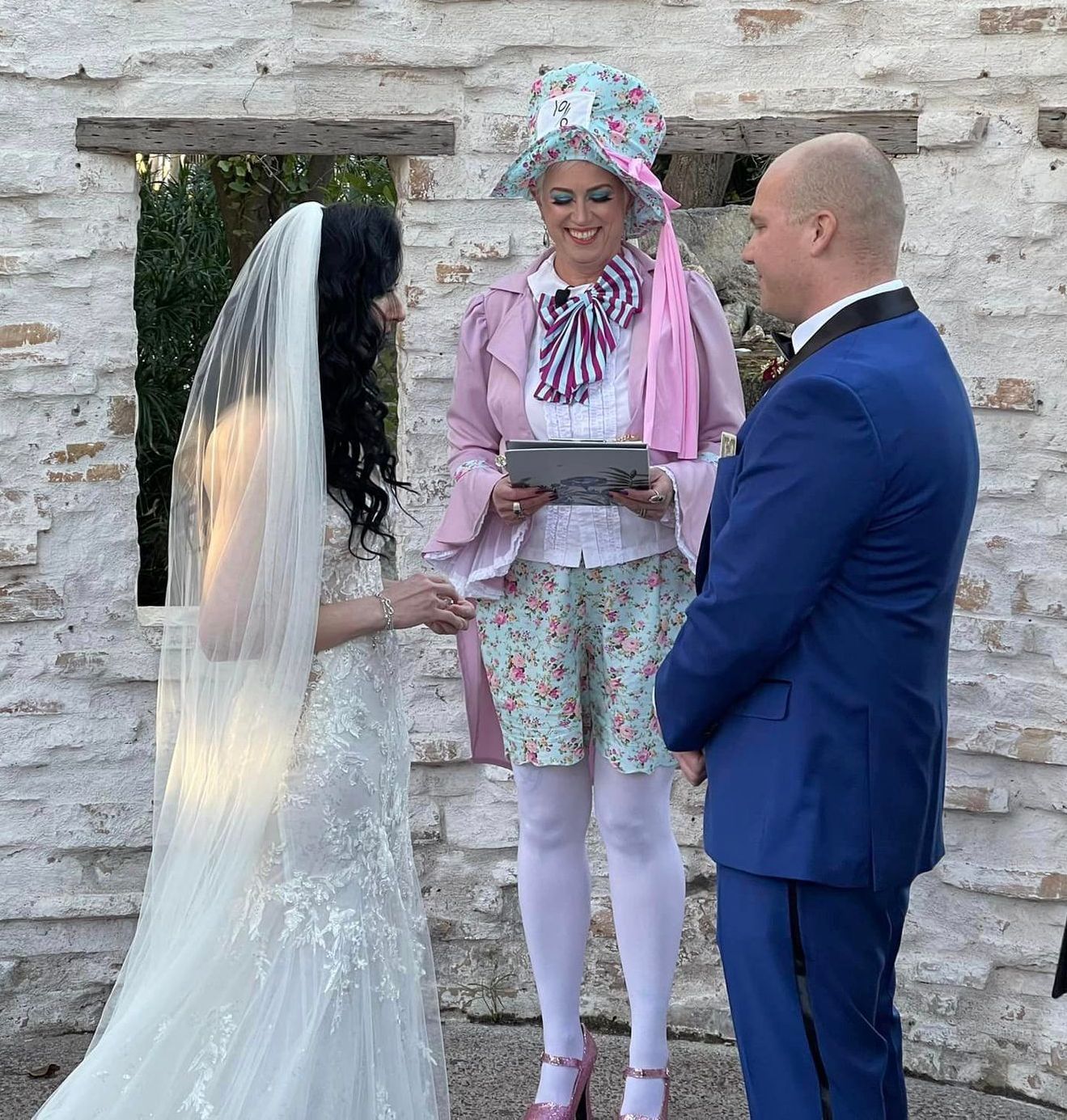 Julie officiating at a wedding