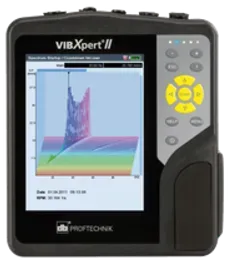 A vib xpert ii device with a graph on the screen