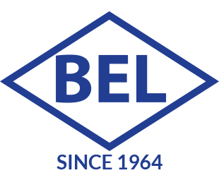 A blue and white logo for bel since 1964