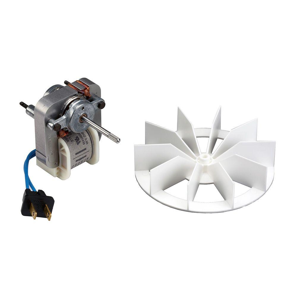 A motor and a fan on a white background.