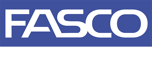 A blue and white logo for a company called fascio