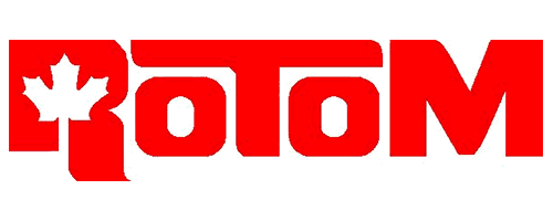 A red logo with a maple leaf on it